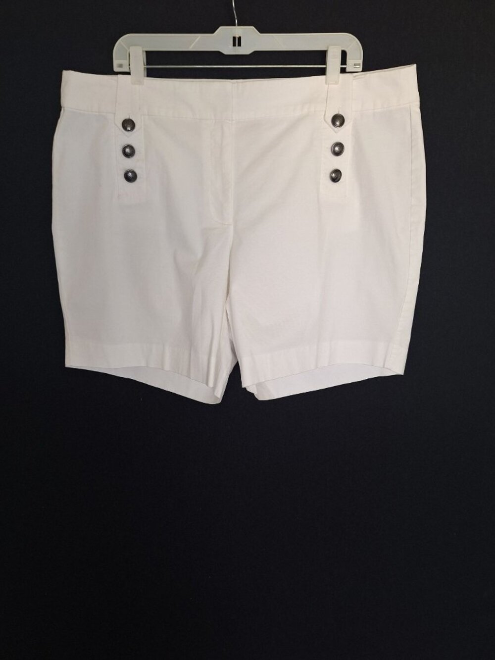 💙 Talbots White High Waisted Sailor Shorts Size 16W Nautical Button Front Summe